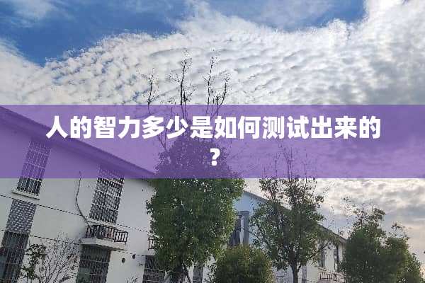 人的智力多少是如何测试出来的？
