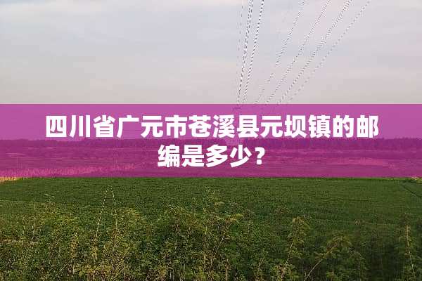 四川省广元市苍溪县元坝镇的邮编是多少？