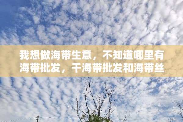 我想做海带生意，不知道哪里有海带批发，干海带批发和海带丝海带结这样