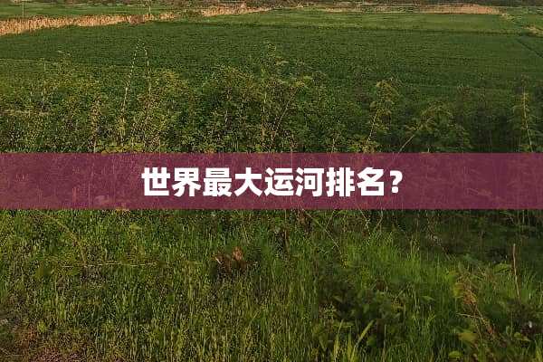 世界最大运河排名？