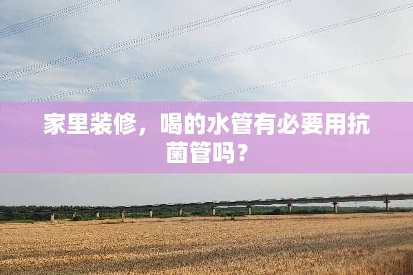 家里装修，喝的水管有必要用抗菌管吗？