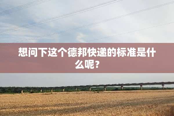 想问下这个德邦快递的标准是什么呢？