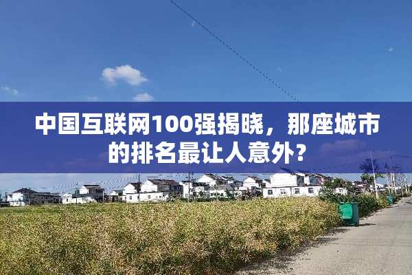 中国互联网100强揭晓，那座城市的排名最让人意外？