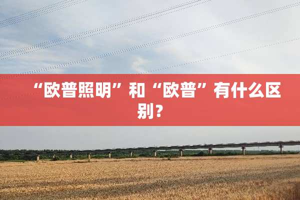 “欧普照明”和“欧普”有什么区别？