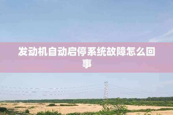 发动机自动启停系统故障怎么回事