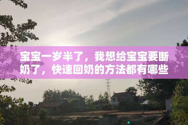 宝宝一岁半了，我想给宝宝要断奶了，快速回奶的方法都有哪些啊？