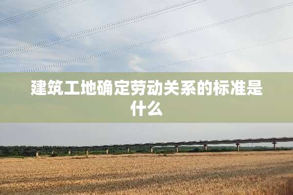 建筑工地确定劳动关系的标准是什么