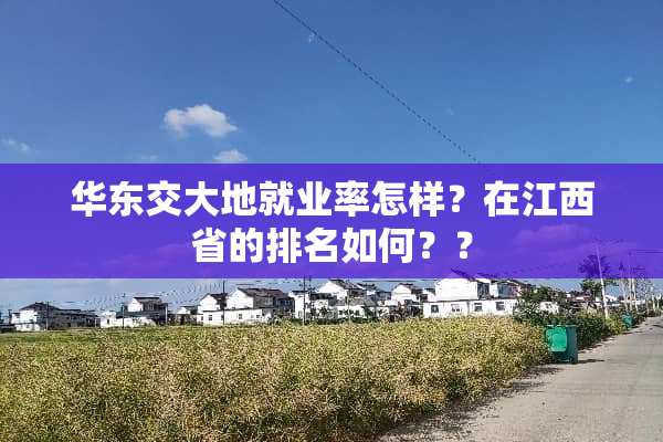 华东交大地就业率怎样？在江西省的排名如何？？