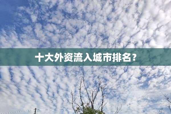 十大外资流入城市排名？