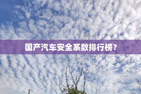 国产汽车安全系数排行榜？