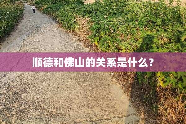 顺德和佛山的关系是什么？