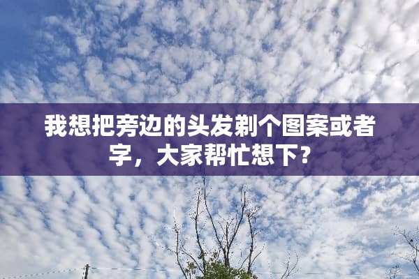我想把旁边的头发剃个图案或者字，大家帮忙想下？