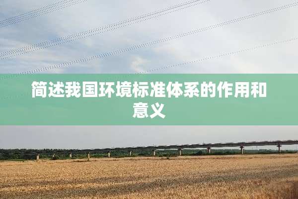 简述我国环境标准体系的作用和意义