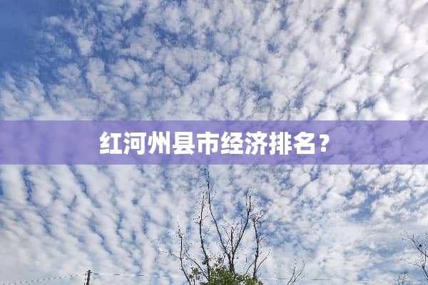 红河州县市经济排名？