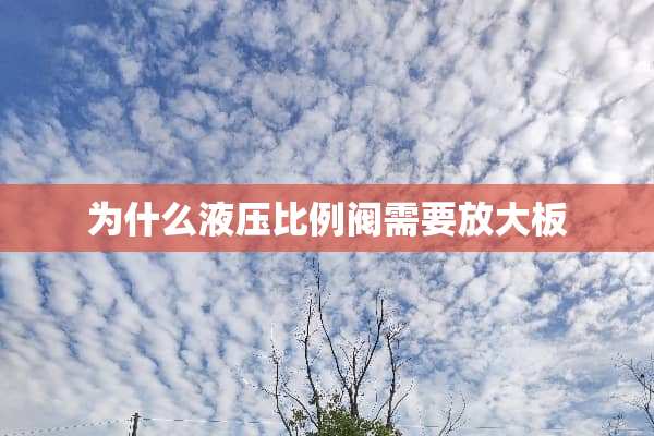 为什么液压比例阀需要放大板