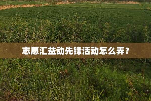 志愿汇益动先锋活动怎么弄？