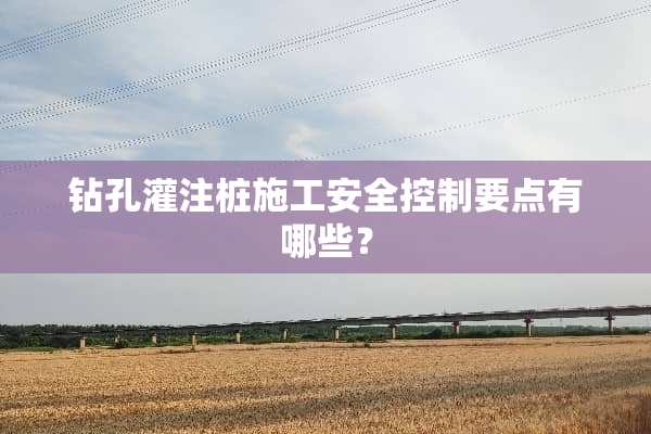 钻孔灌注桩施工安全控制要点有哪些？