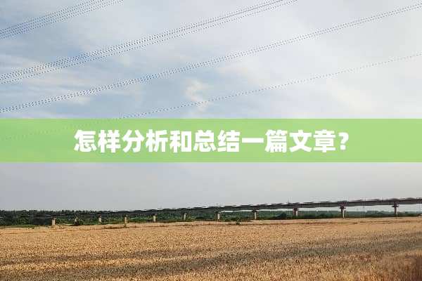 怎样分析和总结一篇文章？
