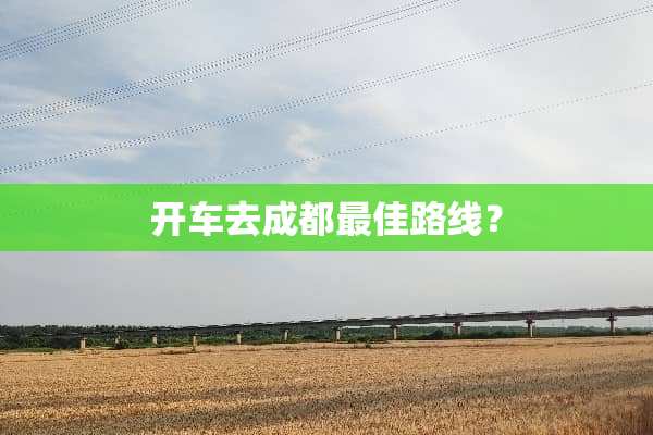 开车去成都最佳路线？