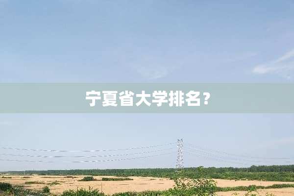 宁夏省大学排名？