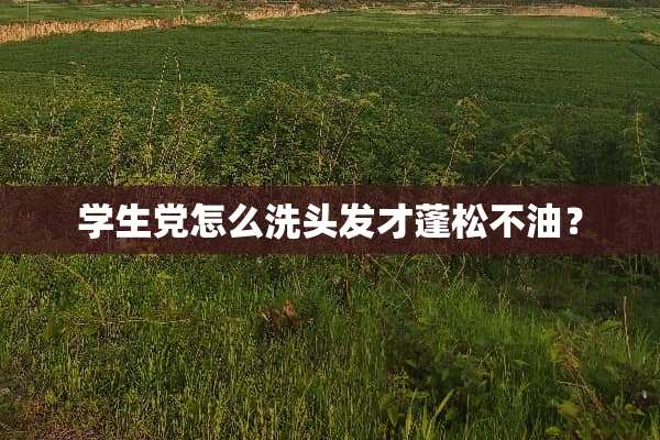 学生党怎么洗头发才蓬松不油？