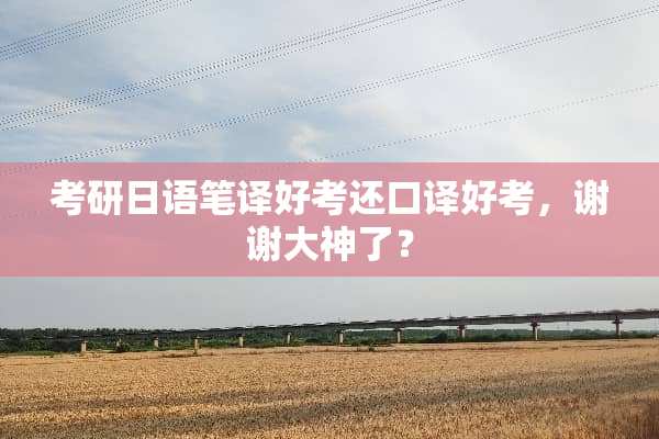 考研日语笔译好考还口译好考，谢谢大神了？