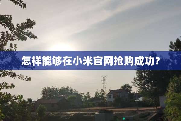 怎样能够在小米官网抢购成功？