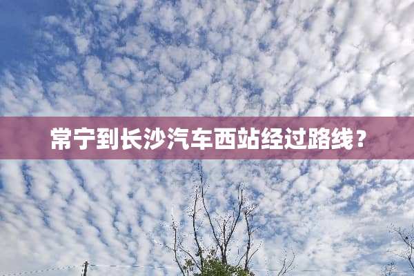 常宁到长沙汽车西站经过路线？