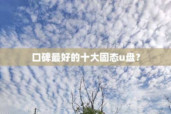 口碑最好的十大固态u盘？