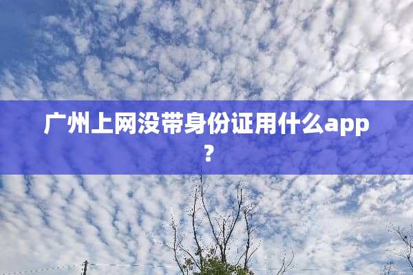 广州上网没带***用什么app？