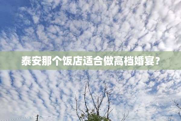 **那个饭店适合做高档婚宴？