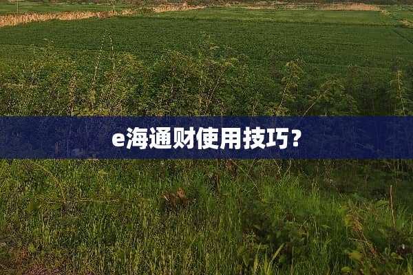 e海通财使用技巧？