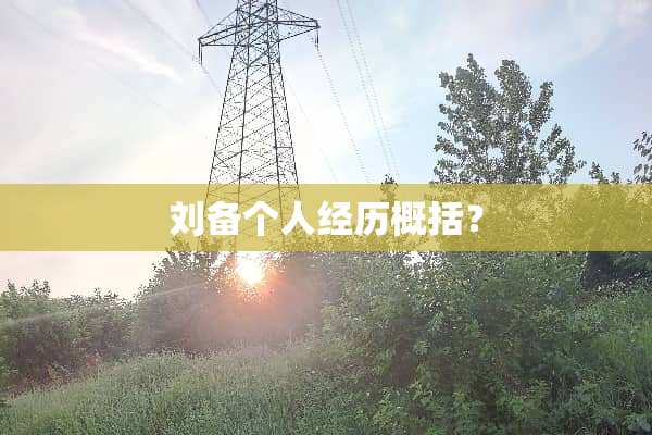 刘备个人经历概括？