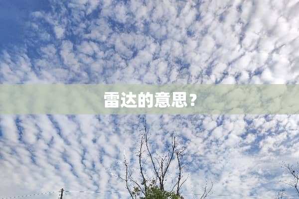 雷达的意思？