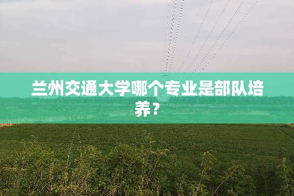 兰州交通大学哪个专业是**培养？