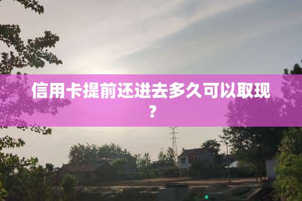 ***提前还进去多久可以取现？