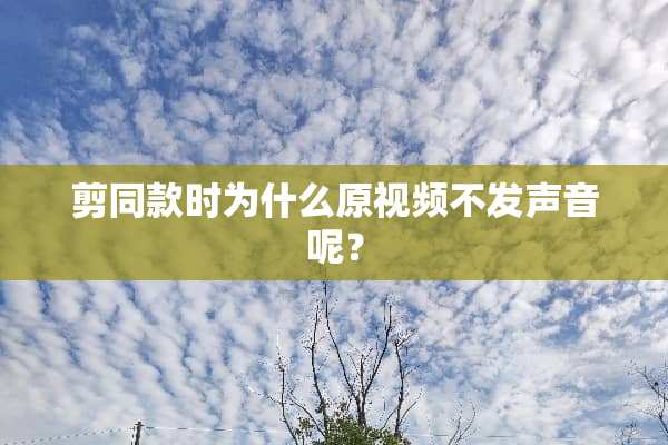 剪同款时为什么原视频不发声音呢？