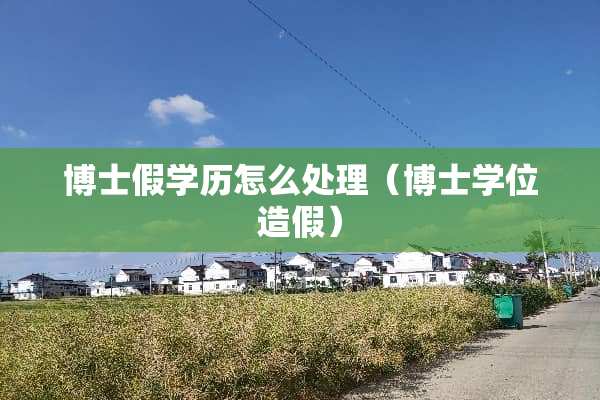 博士假学历怎么处理（博士学位造假）
