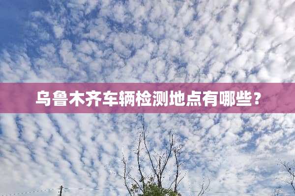 乌鲁木齐车辆检测地点有哪些？