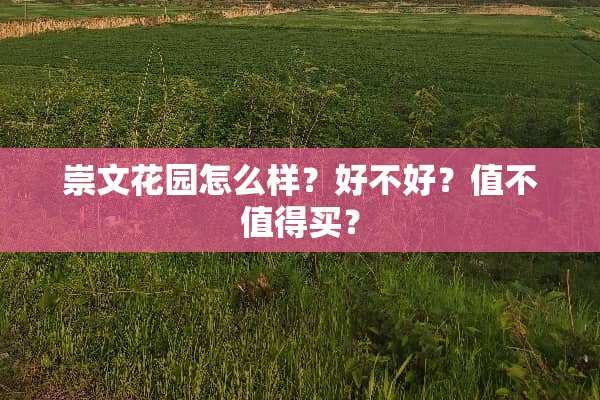 崇文花园怎么样？好不好？值不值得买？