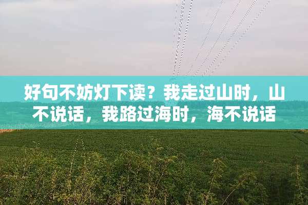 好句不妨灯下读？我走过山时，山不说话，我路过海时，海不说话，小毛驴滴滴答答