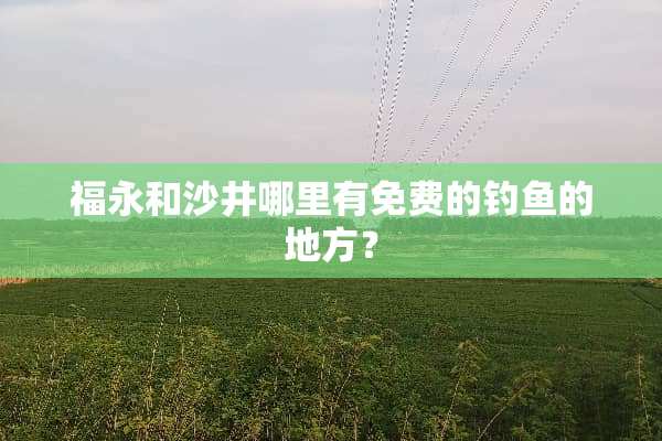 福永和沙井哪里有免费的钓鱼的地方？