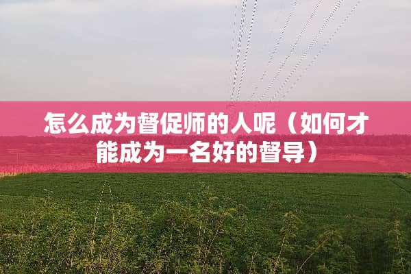 怎么成为督促师的人呢（如何才能成为一名好的督导）