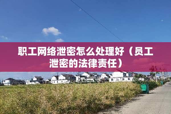 职工网络泄密怎么处理好（员工泄密的法律责任）