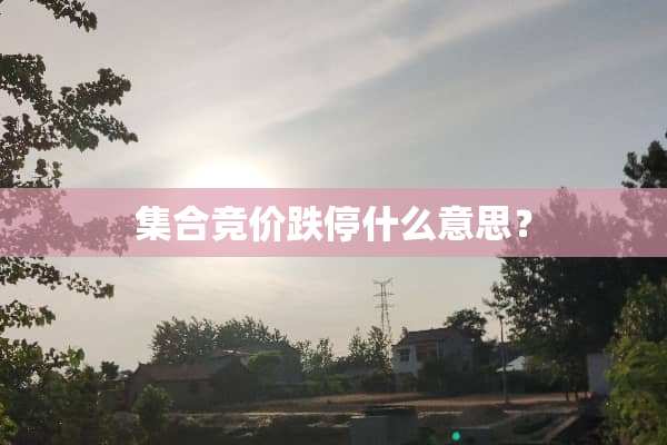 集合竞价跌停什么意思？