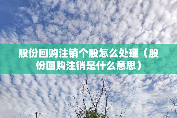 股份回购注销个股怎么处理（股份回购注销是什么意思）