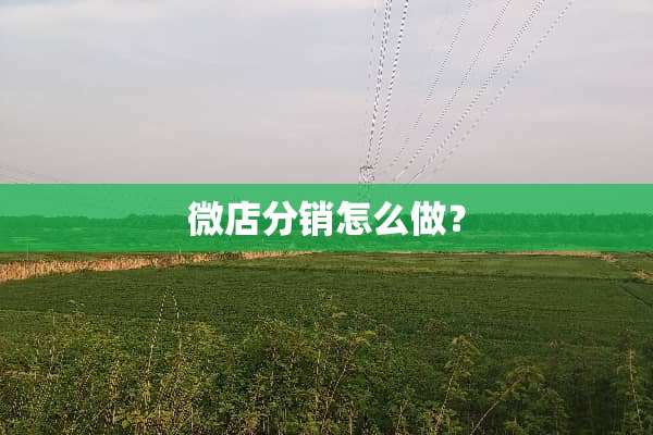 微店分销怎么做？
