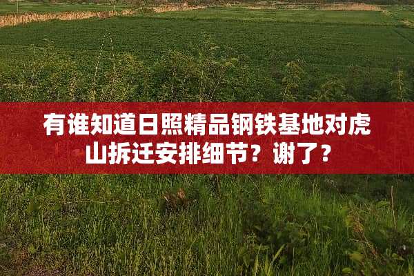 有谁知道日照精品钢铁基地对虎山拆迁安排细节？谢了？