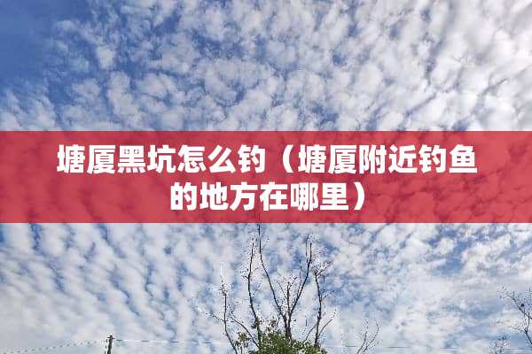 塘厦黑坑怎么钓（塘厦附近钓鱼的地方在哪里）