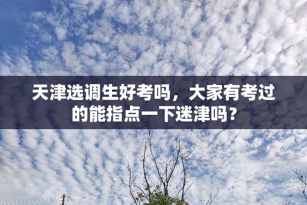 天津选调生好考吗，大家有考过的能指点一下迷津吗？